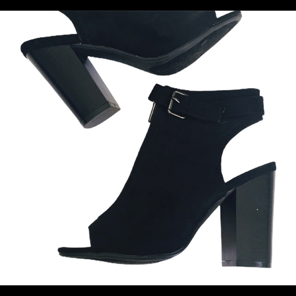 JUSTFAB Preslay Open Toe Front Zip Heeled Ankle Booties Black Size 7 - Picture 7 of 12